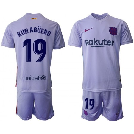 Billiga Fotbollströjor FC Barcelona Kun Agüero 19 Barn Borta tröja 2021/22 Kortärmad